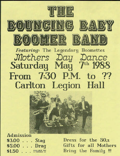 Bouncing Baby Boomer Band at the Carlton Legion Hall.